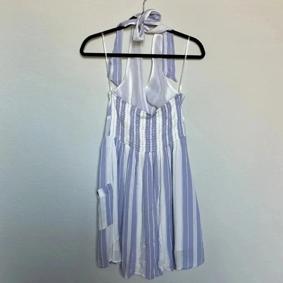 American Eagle Blue Striped Halter Dress - Picture 3 of 5